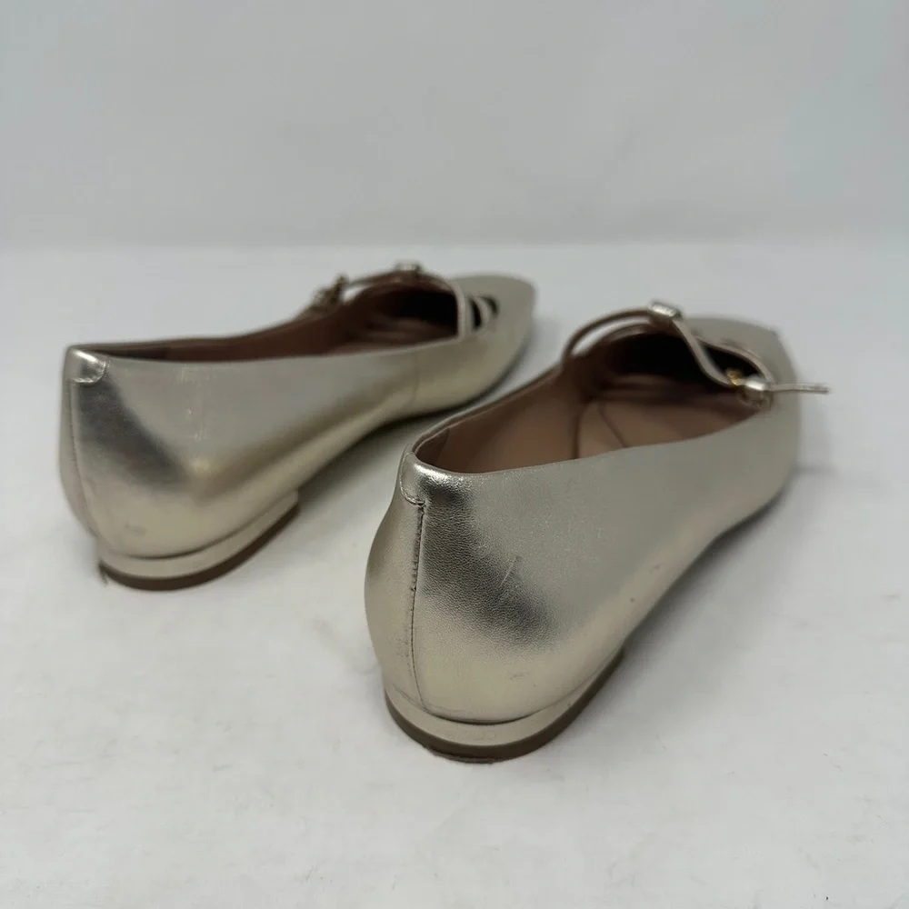 Cole Haan Grand 350 Soft Gold Brigid T Strap Ballet Flat Women’s 9 Leather shoes